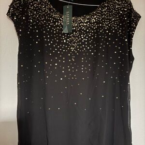 Ralph Lauren Black Blouse with Gold Accents